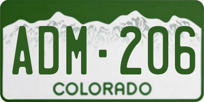 CO license plate ADM206