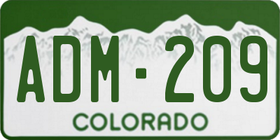CO license plate ADM209
