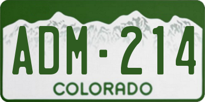 CO license plate ADM214