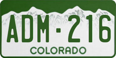 CO license plate ADM216
