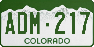 CO license plate ADM217