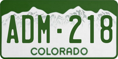CO license plate ADM218