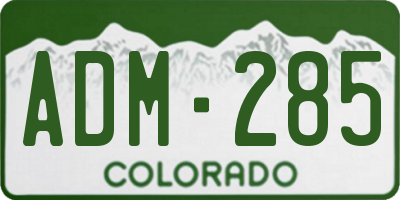 CO license plate ADM285