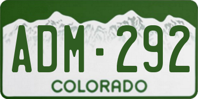 CO license plate ADM292