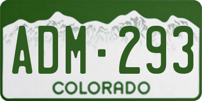 CO license plate ADM293