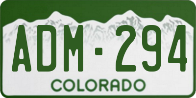 CO license plate ADM294