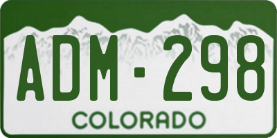 CO license plate ADM298