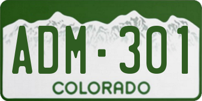 CO license plate ADM301
