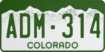 CO license plate ADM314