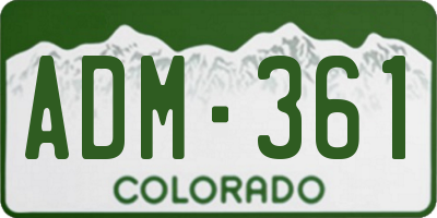 CO license plate ADM361