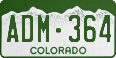 CO license plate ADM364