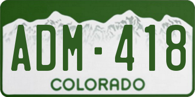 CO license plate ADM418