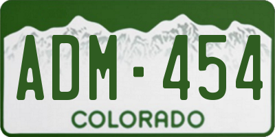 CO license plate ADM454