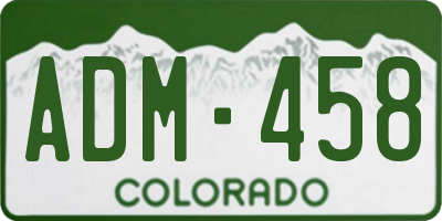 CO license plate ADM458