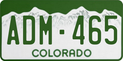 CO license plate ADM465