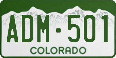 CO license plate ADM501