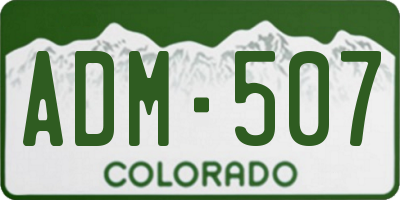 CO license plate ADM507