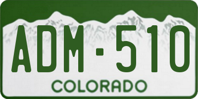 CO license plate ADM510