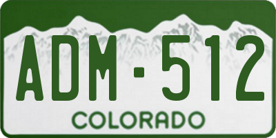 CO license plate ADM512