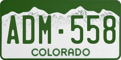 CO license plate ADM558