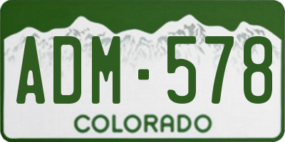 CO license plate ADM578