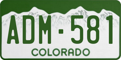 CO license plate ADM581