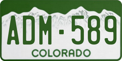 CO license plate ADM589