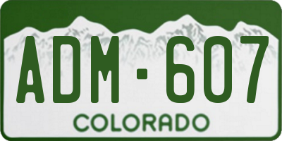 CO license plate ADM607