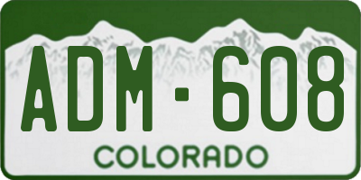 CO license plate ADM608