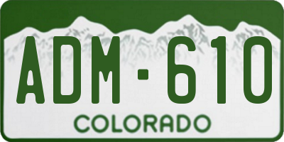 CO license plate ADM610