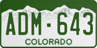 CO license plate ADM643