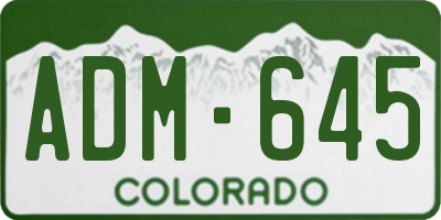 CO license plate ADM645