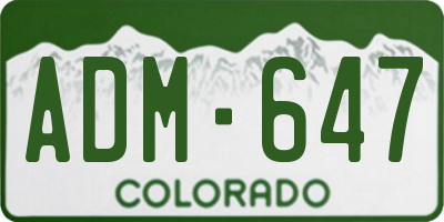 CO license plate ADM647