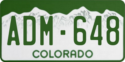 CO license plate ADM648