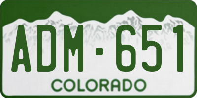 CO license plate ADM651