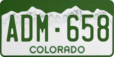 CO license plate ADM658