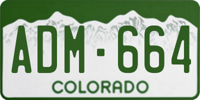 CO license plate ADM664