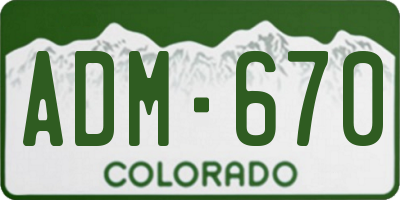 CO license plate ADM670
