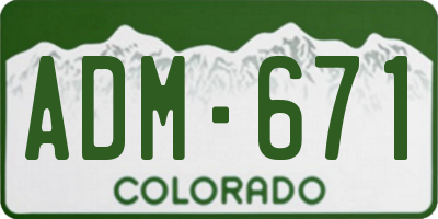 CO license plate ADM671