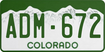 CO license plate ADM672