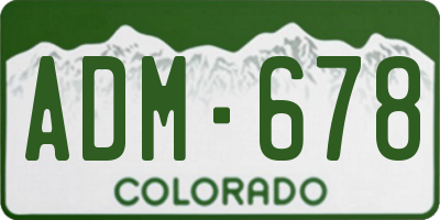 CO license plate ADM678