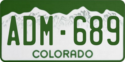 CO license plate ADM689