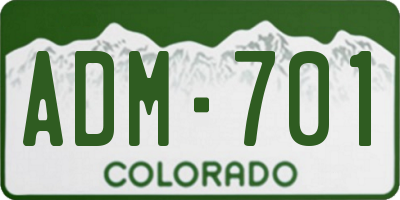CO license plate ADM701