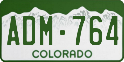 CO license plate ADM764