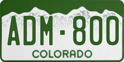 CO license plate ADM800