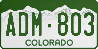 CO license plate ADM803