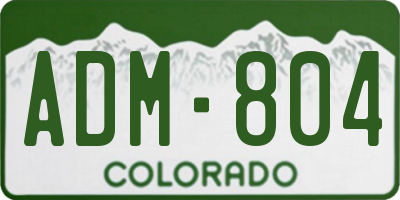 CO license plate ADM804