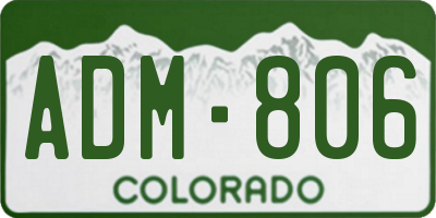 CO license plate ADM806