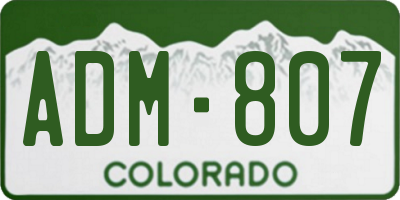 CO license plate ADM807