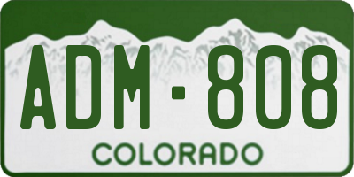 CO license plate ADM808